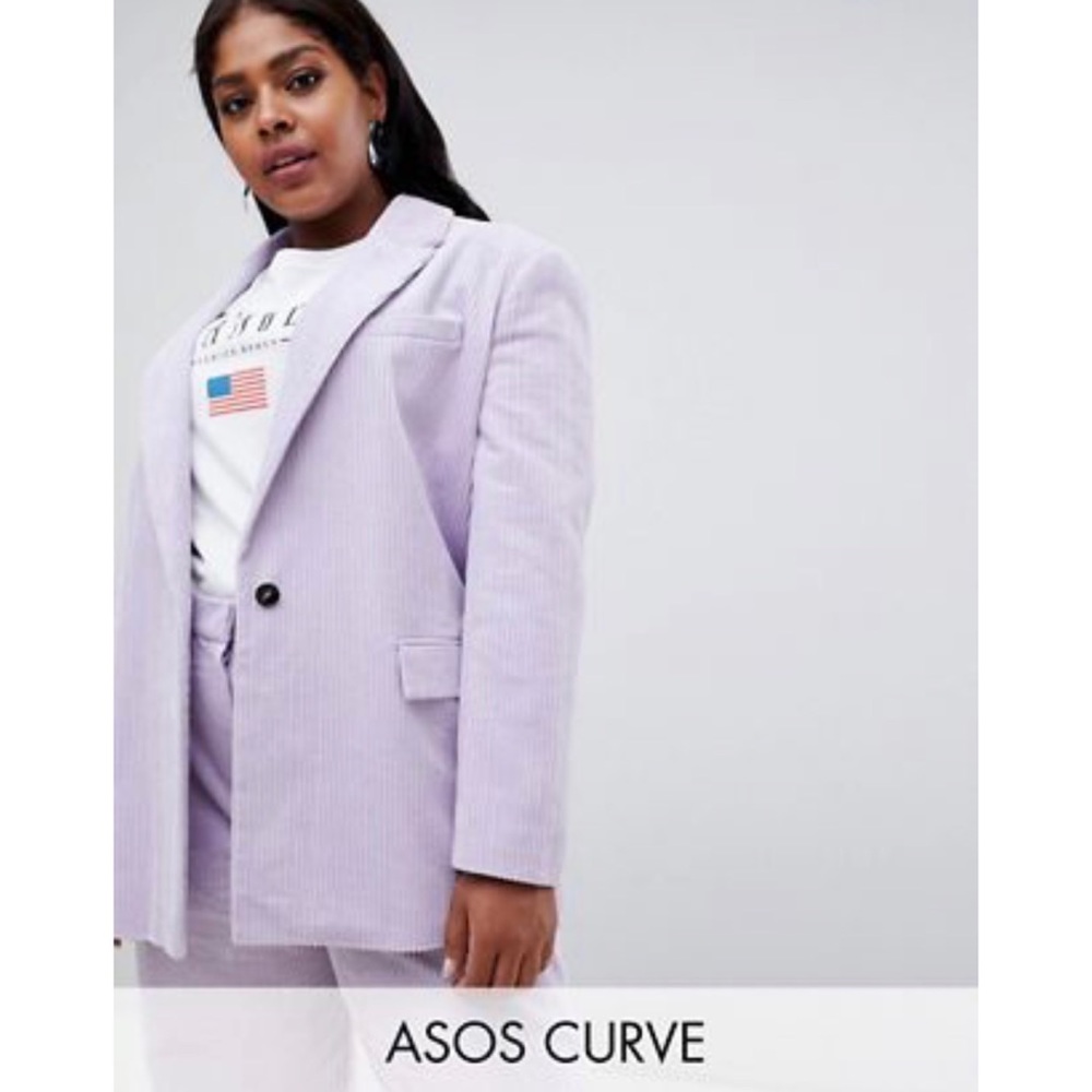 *NEW* ASOS DESIGN Curve cord tailored blazer in lilac